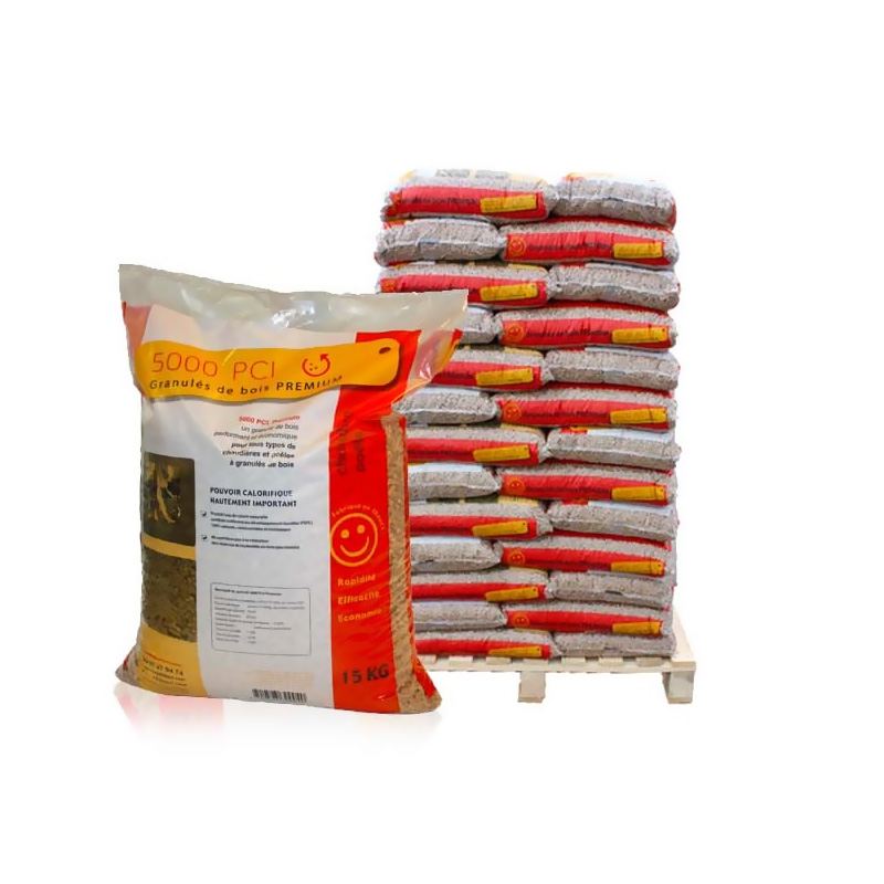 Holzpellets – 5000 Stück – Palette mit 65 Säcken à 15 kg